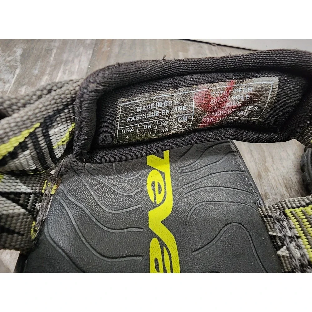 Teva Kids Youth Boys Girls Sz 4 Hurricane Hiking Sport Sandals Green Black Gray